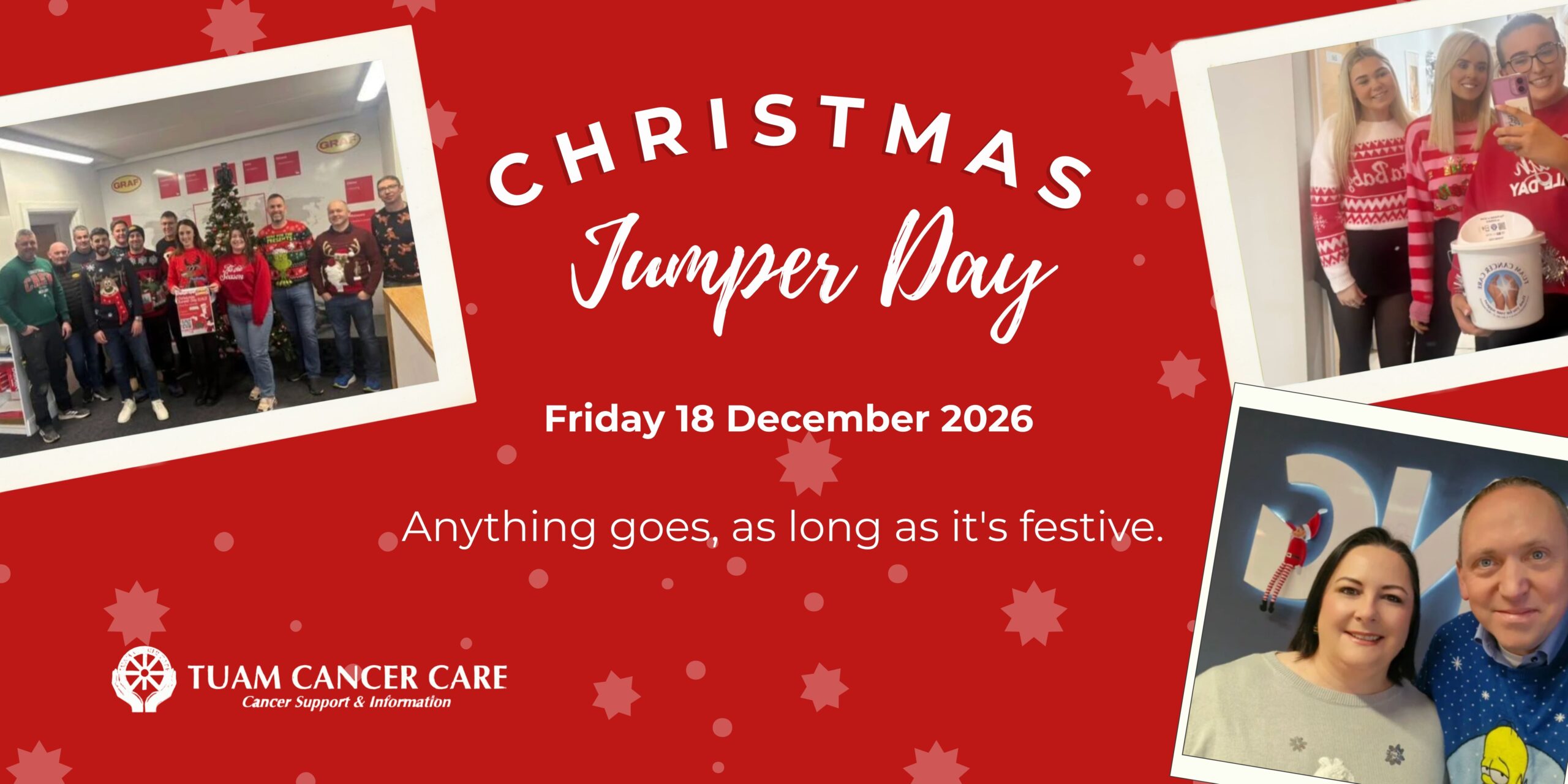 Tuam Cancer Care Christmas Jumper Day 2026 Fundraising Campaign Landing Page Banner